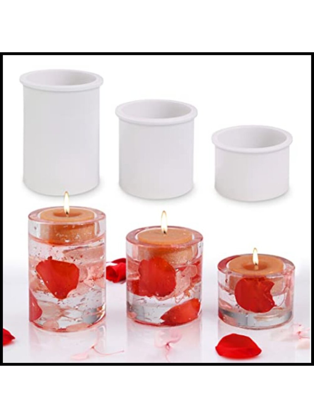 Set of 3 Resin Tealight Candle Holder Molds Cylindrical Silicone Casting Molds
